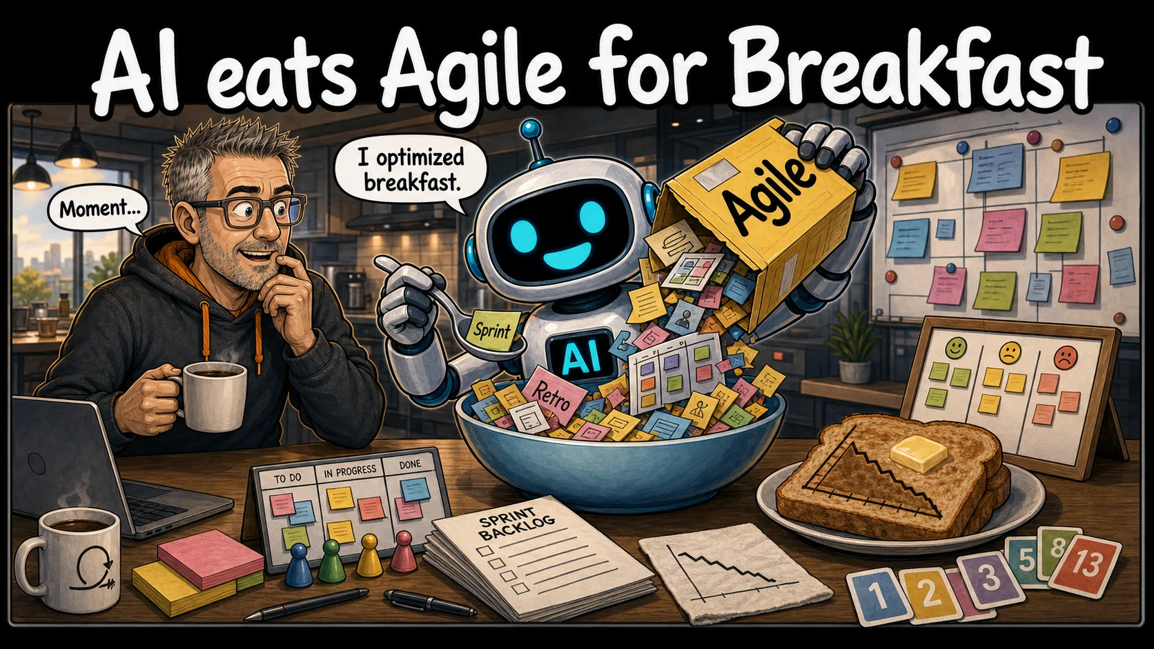 AI eats Agile for Breakfast – talk comic